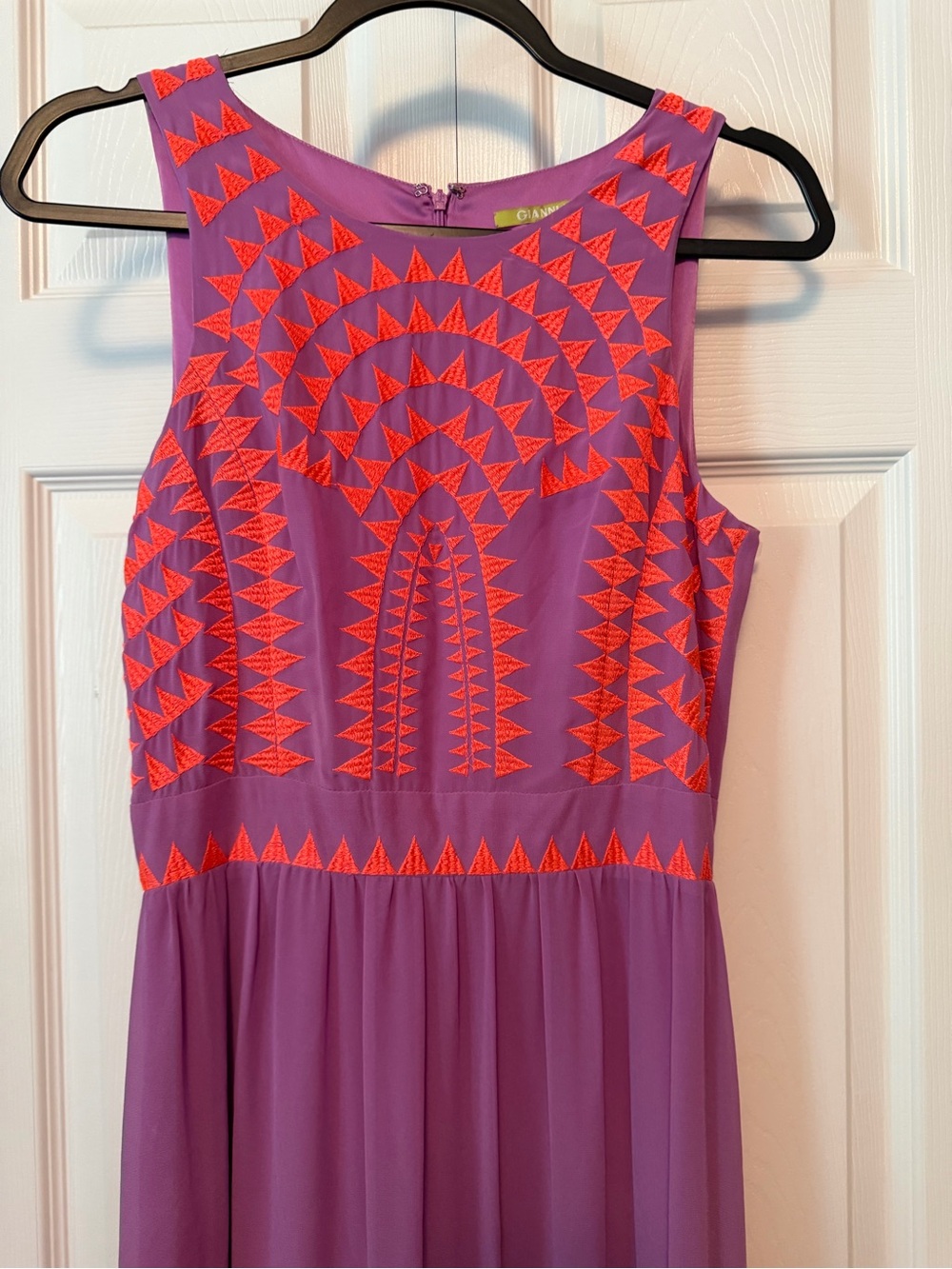 Gianni Bini Purple Dress with Neon Orange Embroidery